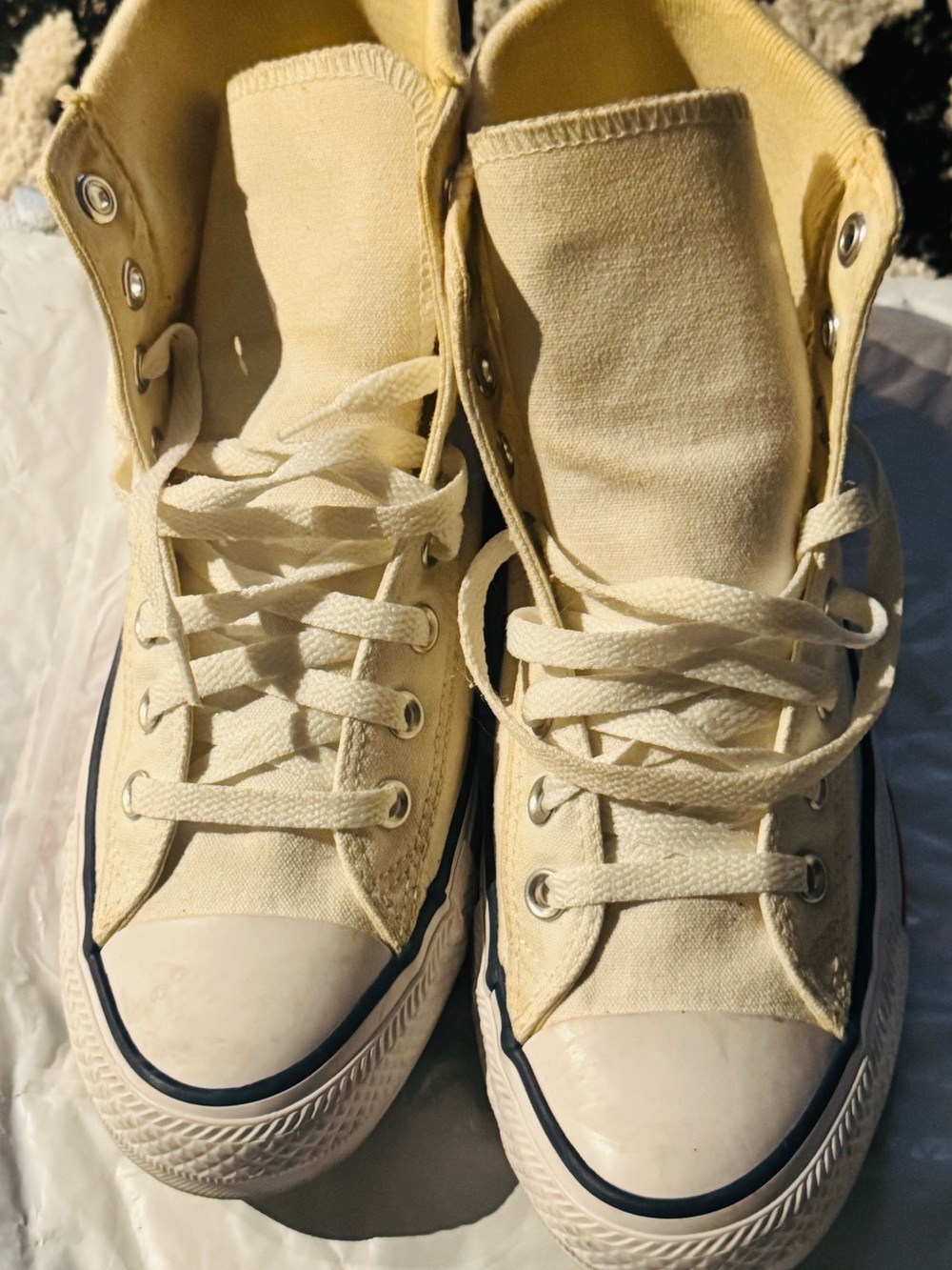 Converse Cream Canvas High-Tops with Blue and Red Trim Men’s Retro size 7.5 - Picture 10 of 10